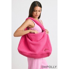 Oh Polly Oversized Fleece Tote Bag in Hot Pink