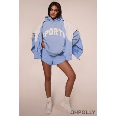 Oh Polly Oversized Hoodie in Lavender Blue