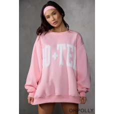 Oh Polly Oversized Sweatshirt in Baby Pink