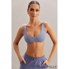 Oh Polly Plunge Neck Bralette in Blue