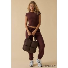 Oh Polly Quilted Puffer Bag in Mahogany