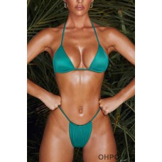 Oh Polly Ruched Thong Bikini Bottoms in Teal