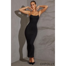 Oh Polly Scoop Neck Maxi Dress in Black