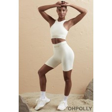 Oh Polly Seamless High Waist Biker Shorts in Cream