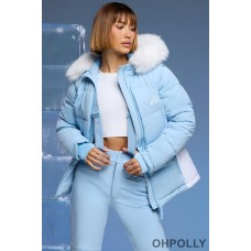 Oh Polly Ski Jacket with Detachable Sleeves in Baby Blue