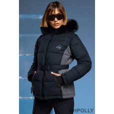 Oh Polly Ski Jacket with Detachable Sleeves in Black