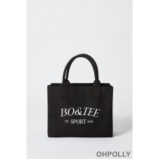 Oh Polly Small Canvas Tote Bag in Black