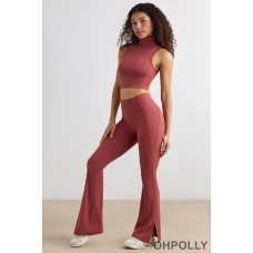 Oh Polly Soft Active Flared Trousers in Rust