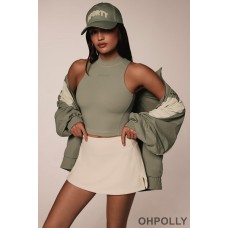 Oh Polly Soft Active High-Neck Tank Top in Mineral