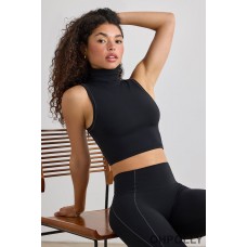 Oh Polly Soft Active Turtleneck Tank Top in Black