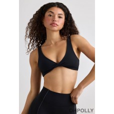 Oh Polly Soft Active V-Neck Sports Bra in Black