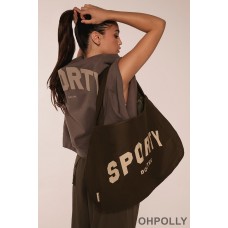 Oh Polly Sporty Oversized Tote Bag in Espresso