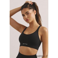 Oh Polly Strappy Define Luxe Sports Bra in Jet Black