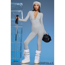 Oh Polly Super Sculpt Base Layer Jumpsuit in Light Grey