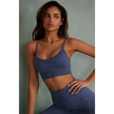 Oh Polly Super Sculpt Scoop Neck Sports Bra in Steel Blue