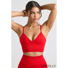 Oh Polly V-Neck Define Luxe Sports Bra in Red