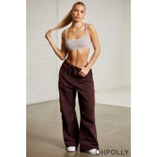 Oh Polly Wide Leg Cargo Trousers in Brown