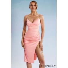 Oh Polly Wrap Midi Dress in Blush