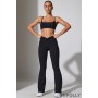 Oh Polly Twist Waist Flare Leggings in Black